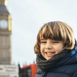 Smiling child on holidays in London
